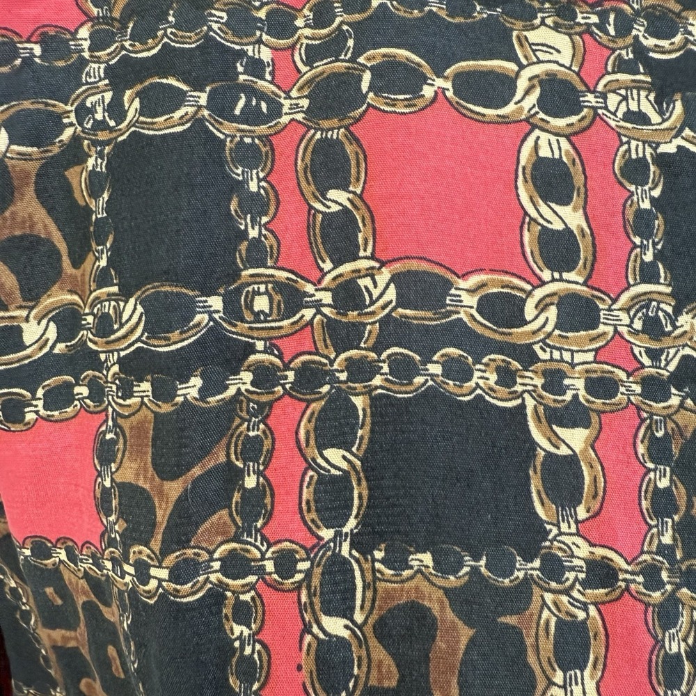 Vintage Anna and Frank 100% Silk Button Down Blouse Leopard Chain Classic Size L - Picture 7 of 12